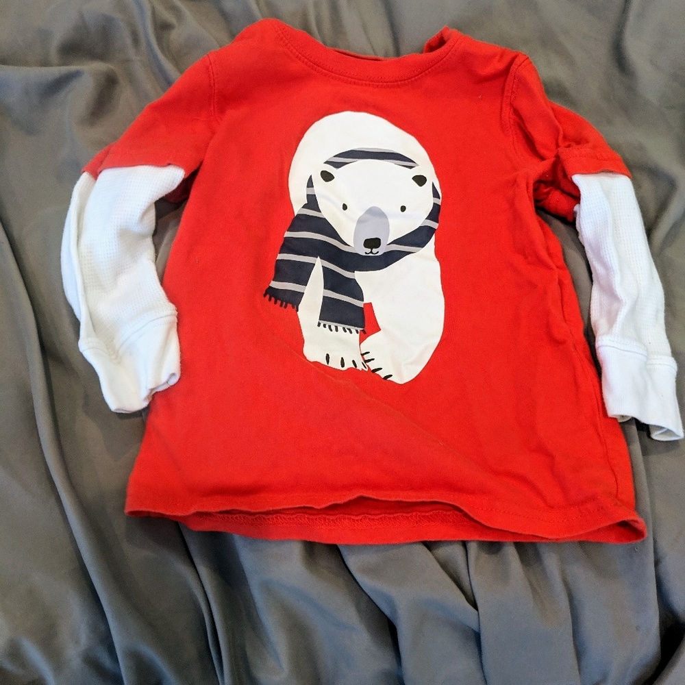 Carter's polar bear layered look long slv tee 2T